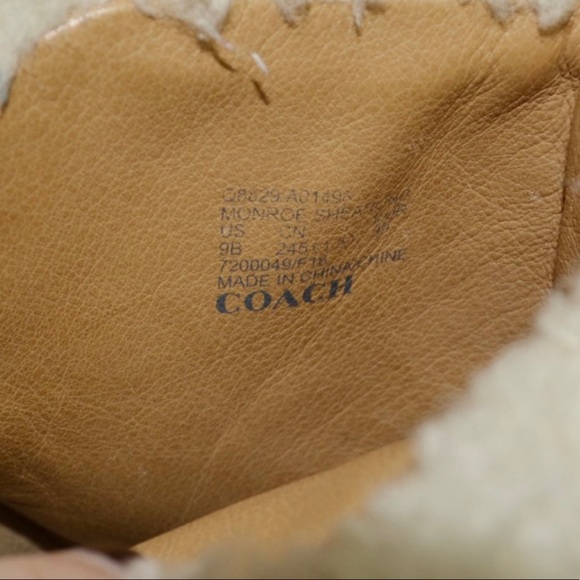 Authentic Coach Brown Leather Shearling Lace-Up Wedge Booties Boots 9 - Picture 10 of 12